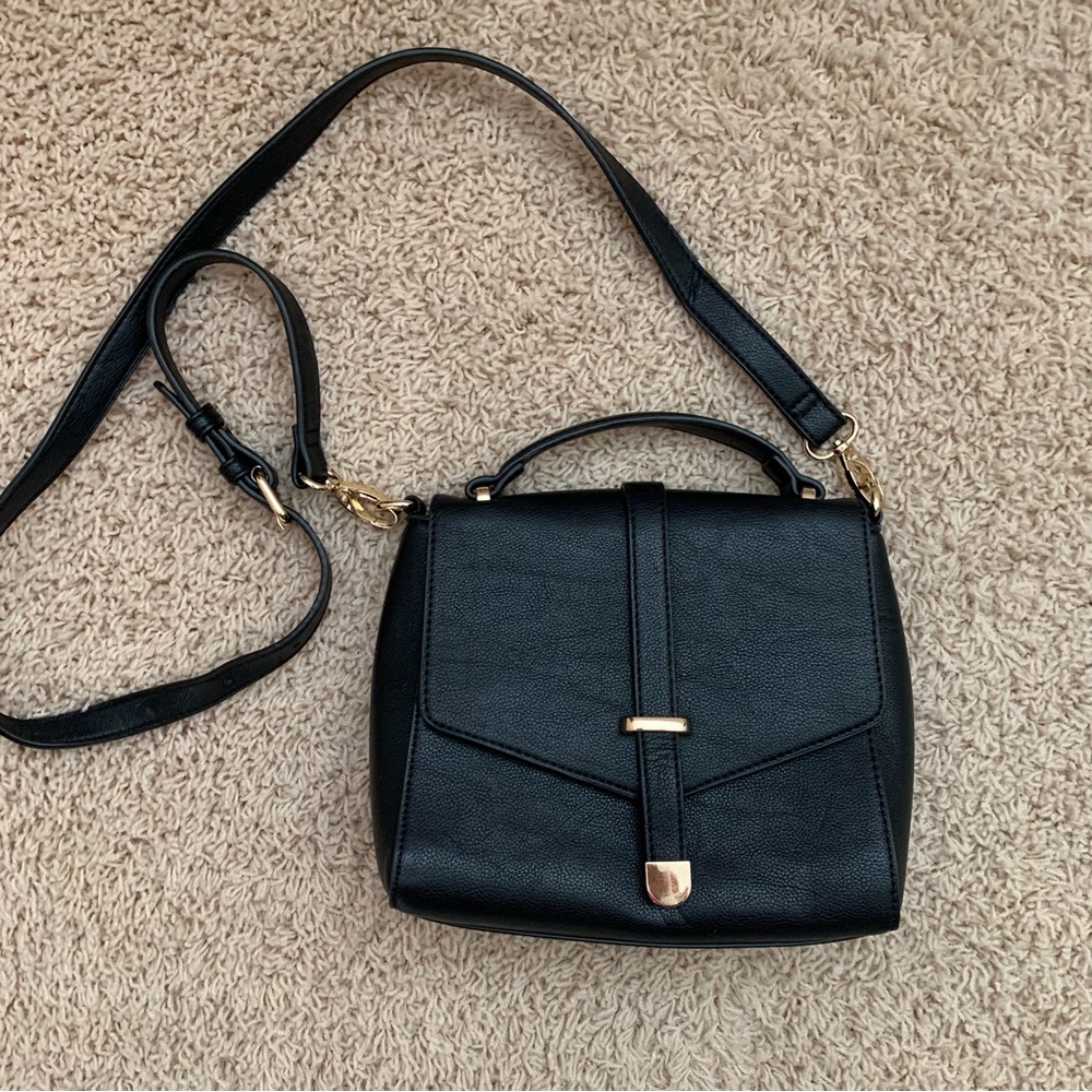 Forever 21 Black Crossbody Bag with Gold Hardware